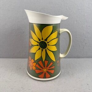 Vintage David Douglas Hot Cold Beverage Caddy Pitcher Retro Floral 1970s Thermos